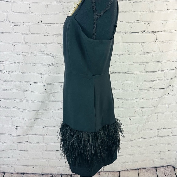 SAM EDELMAN SPAGHETTI ASYMMETRICAL FEATHER BLACK DRESS SIZE 8 - Picture 9 of 16